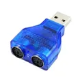 Blue with Chip for your PS/2 Keyboard/ Mouse USB 2.0 To PS 2 Converter Adapter