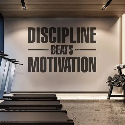Decalyang disziplin beat motivation, fitness aufkleber, workout, gym wand aufkleber, vinyl wand aufkleber g1 Image