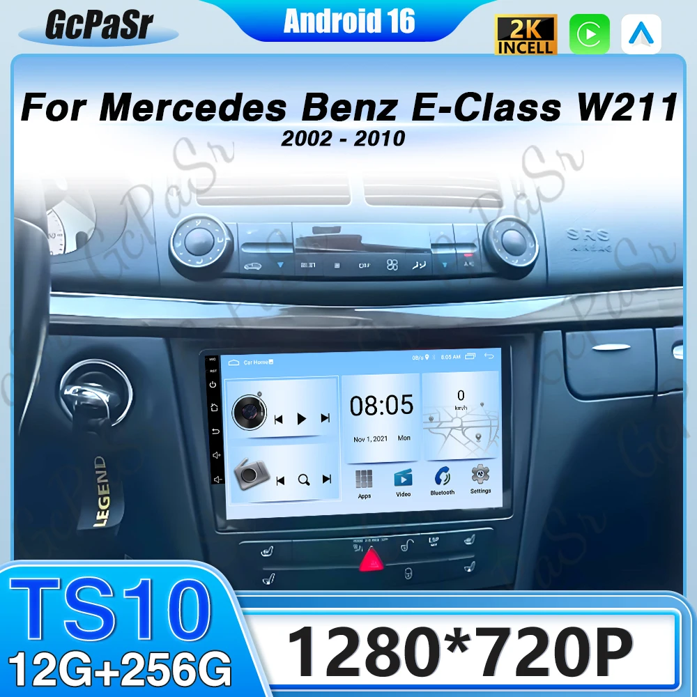Carplay Android 16 Autoradio-Player für Mercedes Benz E-Klasse W211 E200 E220 E300 E350 E240 E270 E280 W463 W209 W219 KEINE 2 Din 4G Image