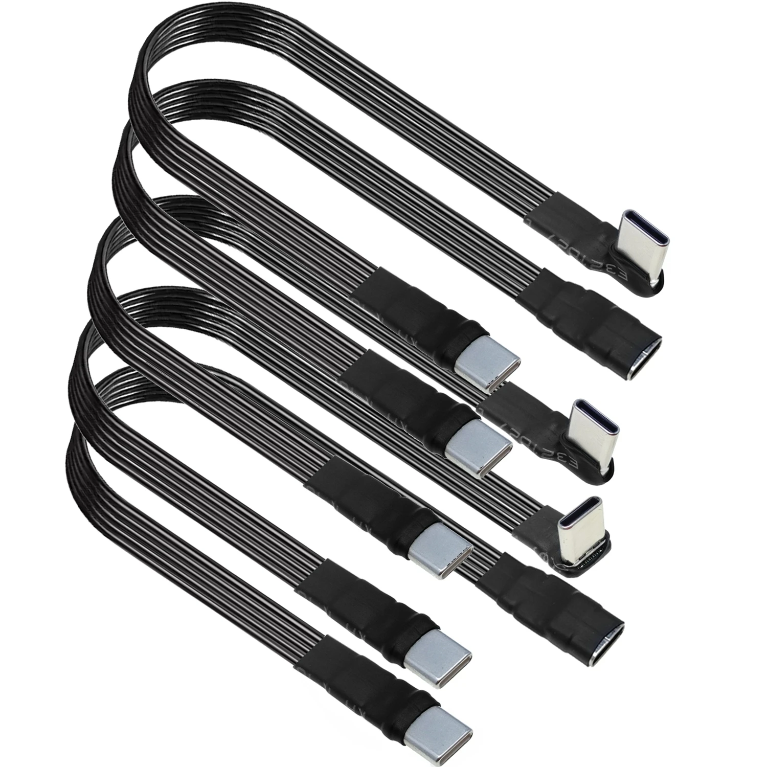 30 cm Typ C auf USB-C 90 ° Abgewinkeltes Adapterkabel Powerbank flexibles Kabel PD-Kabel Ladekabel USB C gebogenes flaches Silikonkabel Image