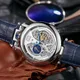 Tourbillon ausgehöhlte mechanische Armbanduhr Uhr Männer automatische Mondphasen transparentes