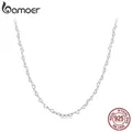 Bamoer Real 925 Sterling Silver Trendy Heart-Shaped Basic Chain Link Lobster Clasp Adjustable