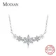 Modian 925 Sterling Silver Dazzling Clear CZ With Daisy Flower Pendant Necklace for Women Link Chain