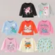 2023 Tiere Kaninchen drucken Baby Mädchen T-Shirt Blumen Langarm Baumwolle T-Shirts Cartoon Frühling