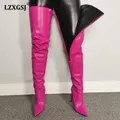 Größe 46 sexy High Heels Damenschuhe bunte Damen Overknee-Stiefel 2024 Winter Overknee-Stiefel mit
