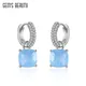 GEM'S BEAUTY Natural Blue Quartz Earrings 925 Sterling Silver Solitaire Eardrop Wedding Anniversary