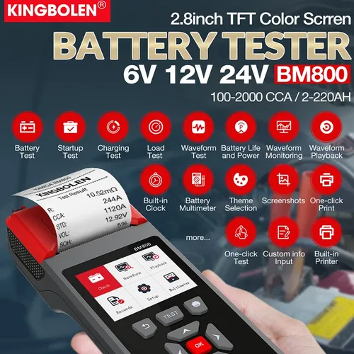 King bolen bm800 Batterie tester 6V 12V 24V 2000-cca Autobatterie analysator Kurbel ladetest mit
