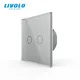 LIVOLO EU Standard 2 Gang 1 Way Wall Touch Light Switch Wall Power Sensor Switch Grey Crystal Glass