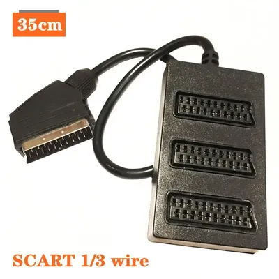 SCART 1/3 Wire 3WAY SCART SPLITTER Cable Audio- und Videokabel Europäischer Standard 0,35 Meter Image