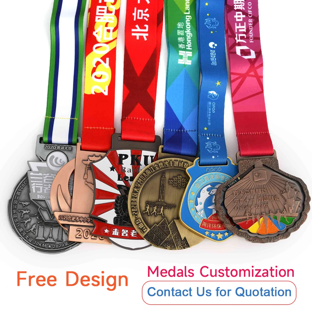 Gold Silber Bronze Metall Sport Trophäe Medaille Leere Zink-legierung 3d Marathon Laufen Medaille Individuelles Logo Medaillen Und Trophäen Souvenirs Image