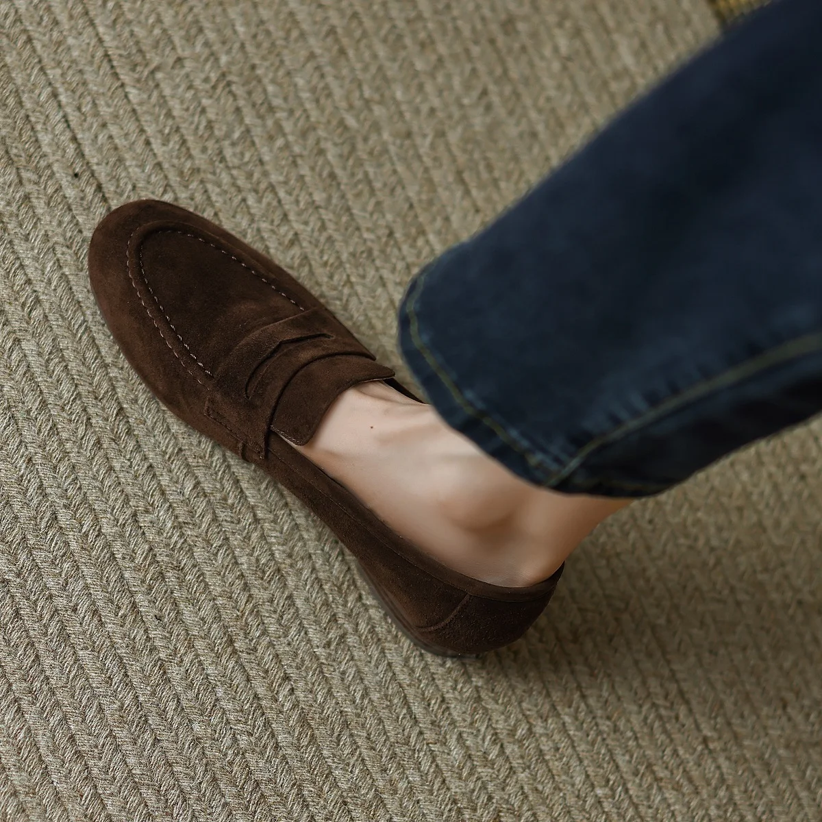 Casual Faulenzer Frauen Slip-On Wohnungen Echt Leder Damen Maultiere Kid Suede Täglichen Fahren Wohnungen Frauen Grundlegende Mokassins Große größe 41