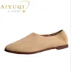 AIYUQI Ballerinas Damenschuhe aus echtem Leder, große Größe 41, 42, 43, spitze Zehen-Damen-Loafer