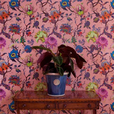 Benutzerdefinierte amerikanische Land pastorale Tapeten Sofa Hintergrund rosa Blume Vogel Wandbild Image