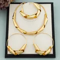 Luxury Gold Plated Dubai Jewelry Set For Women African Copper Twist Bold Design Earrings Necklace