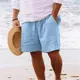 Oversize Cotton Linen Shorts S-5XL Loose Pants Men's Casual Solid Color Shorts Pantalones Cortos Gym