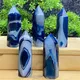 Naturstein blau Seide Spitze Muster Achat Kristall Turm Home Dekoration Zauberstab Reiki Heilung