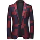 2023 Fashion New Men's Casual Boutique Business Personalized Printing Slim Fit Blazers Jacket Suit