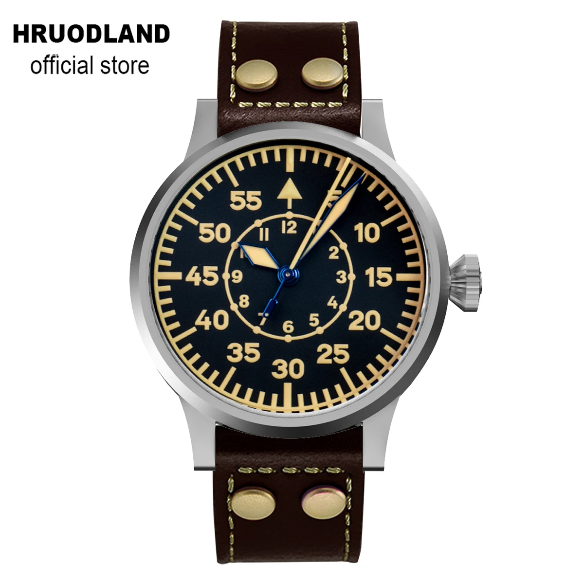 Hruodland 42mm Retro Automatische Männer Pilot Uhren Sapphire Glas PT5000 SW200 10ATM Mechanische Tauchen armbanduhr für Männer Männlich Image