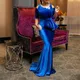 Elegant Blue Velvet Mermaid Long Dress Women Dinner Evening Formal Gown Ladies Bodycon Peplum Ruffle