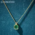 Luomansi Vintage 6*8MM Emerald Necklace S925 Sterling Silver Jewelry Wedding Anniversary Party