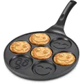 LMETJMA Smiley Face Pancake Pan 100% Non-stick Griddle Pancake Maker with 7 Unique Faces for