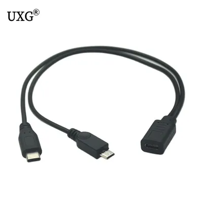 Type-c USB 3.1 1 to 2 Y Splitter Cable USB 2.0 USB 3.1 Female to Micro+Type-c Male Converter High