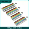 100/150 stücke kabel markierungen Buntes m-Typ-Markierungszahl-Tag-Etikett für 2-8mm