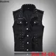 Plus Size 5XL 6XL Men's Denim Vest Punk Rock Rivet Cowboy Black Jeans Waistcoat Fashion Men