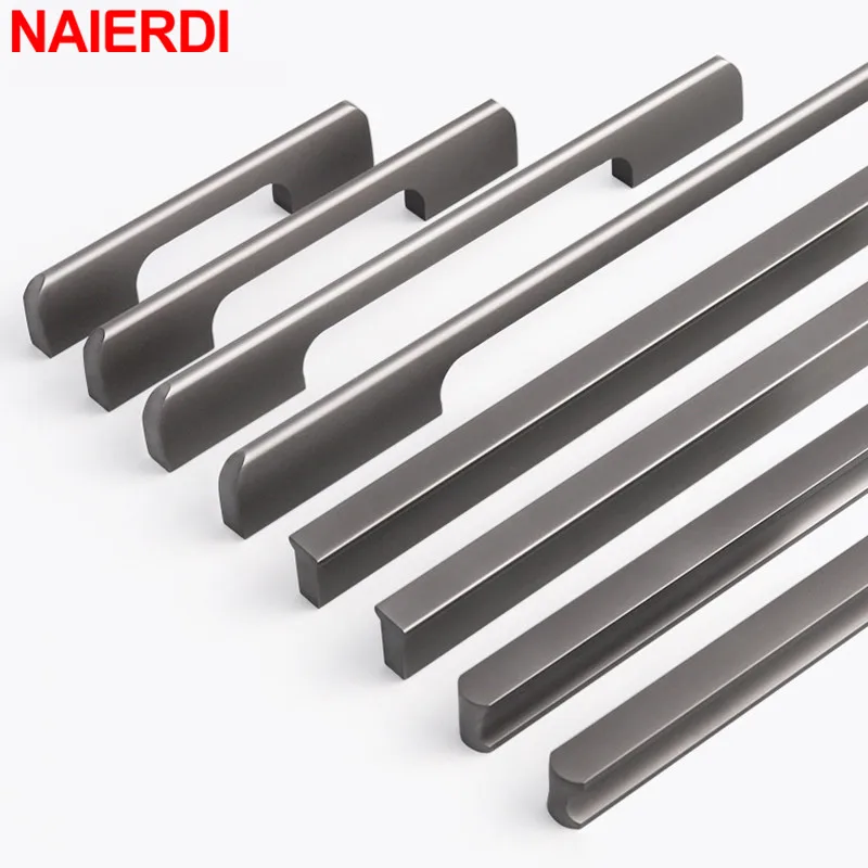 NAIERDI Grau Schränke Griff Raum Aluminium Möbel Griffe Grau 600mm Lange Schubladen Knöpfe für Schrank Schrank Küche