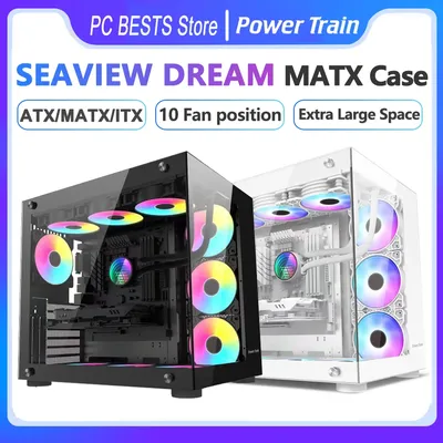 Power Train Seaview Dream MATX ITX Computer Case Panoramic Tempered Glass Side Transparency Without
