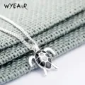 WYEAIIR 925 Sterling Silver Mini Animal Cute Black Drop-glazed Turtle Fine Jewelry Luxury Female