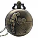 1Pcs Retro Bronze Golf Pocket Watches Golfing Theme Quartz Pocket Watch With Necklace Golf