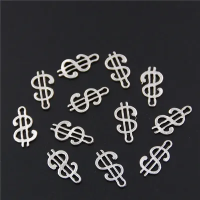 100PCS Silber Farbe Dollar Zeichen Bead Spacer Europäischen Geld Charms Fit Für Schmuck Machen