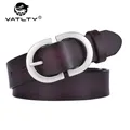 VATLTY 2022 Women's Leather Belt 2.8cm Natural Cowhide Silver Alloy Buckle Thin Belt Female Jeans