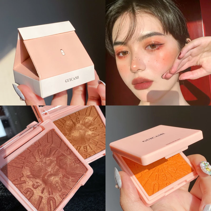 Makeup Blush Palette Face Contour Cheek Blusher Shimmer Glitter Highlighter Bronzer Palette paleta de blush Powder Highlight Image