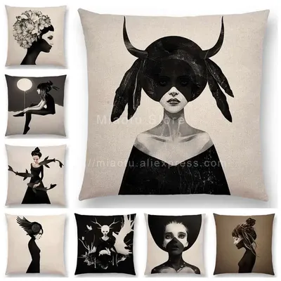 Neue Schwarz Weiß Stil Wonder GirlSofa Kissen Fall Elegante Dame Wunder Schönheit Porträt Edle Geist Image