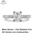 AnuJewel 1.5 Carat Radiant Cut D Color Moissanite Ring 18K Gold Plated 925 Sterling Silver