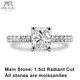 AnuJewel 1.5 Carat Radiant Cut D Color Moissanite Ring 18K Gold Plated 925 Sterling Silver