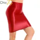 Frauen Glänzend Sexy Mini Rock Hohe Taille Bleistift Stretchy Dünne Bodycon Röcke für Club Party