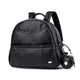 New Fashion PU Black Diaper Backpack for Baby Large Capacity Waterproof Pockets Diaper Bag for