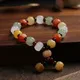 10mm Natural Golden Silk Jade Garnet Multicolor Pumpkin Beads Beaded Strand Bracelets for Women Fine