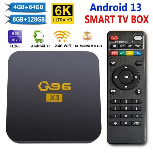 Q96 x3 Heimkino Smart-TV-Box Set-Top-Box Android 13 All winner h313 hdr 6k uhd 2 4g WLAN 8GB 128GB