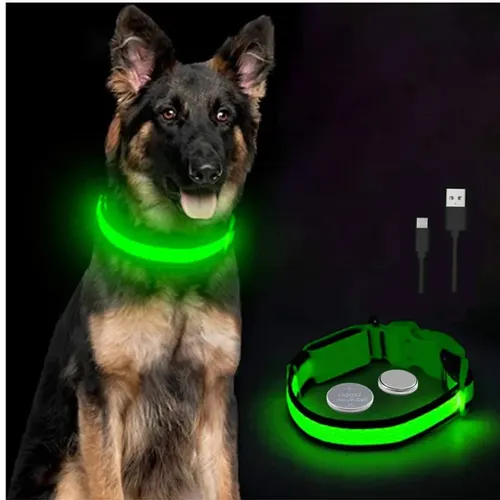 LED leuchtendes Hunde halsband leuchtendes Halsband verstellbares Nachtlicht geschirr Hunde leine