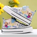 Disney Girls' Casual Canvas Shoes Frozen Princess Elsa Children's White Shoes Breathable Soft Sole