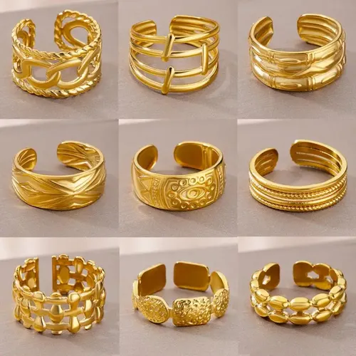 Ringe für Frauen Edelstahl bösen Blick Gold Farbe offenen ethnischen Ring neue Hochzeit ästhetische