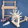 Qjh Mini Webstuhl Kinder Multi-Craft Holz Strick webstühle Set Webstuhl Holz Spinnrad DIY gewebtes