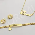 Doremi Mädchen Kinder Schmuck Set benutzer definierte Name Herz Schrift Halskette Gravur Armband