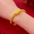 Echt 100% 24K Gold Farbe Glück Pixiu Perlen Armbänder für Frauen Braut Männer Schmuck Link Kette
