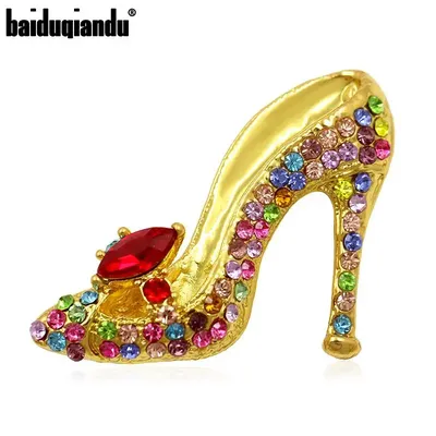 Multi-Farben Kristall Strass High Heel Schuhe Brosche Pins für Frauen