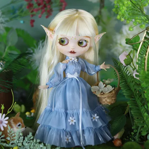 ICY DBS Blyth Puppe 1/6 BJD Blau Prinzessin Blume Kleid Anime Puppe Kleidung